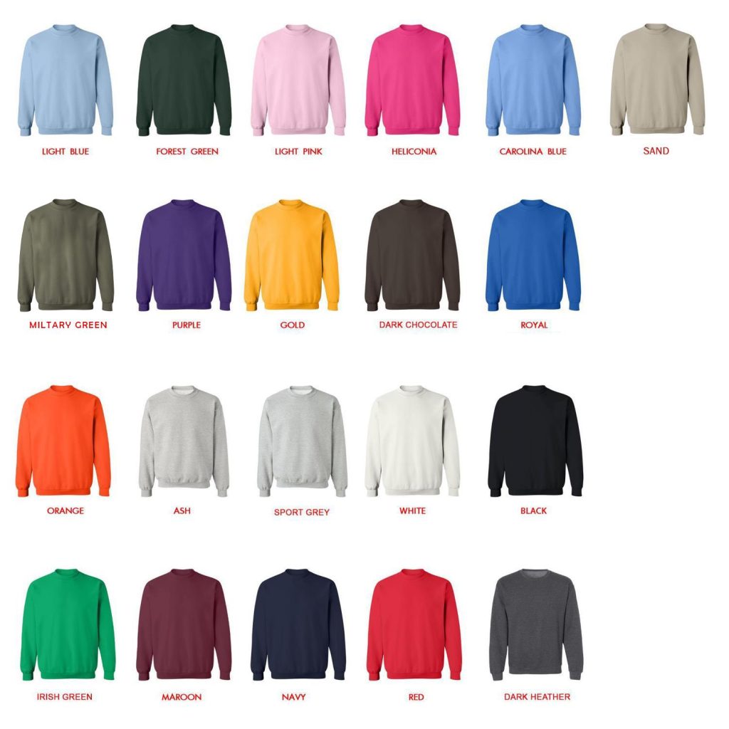 sweatshirt color chart - Gojira Shop